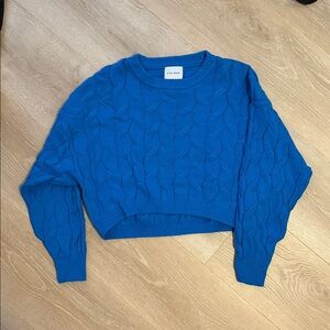 Pink Rose Vibrant Blue Cable Knit Sweater